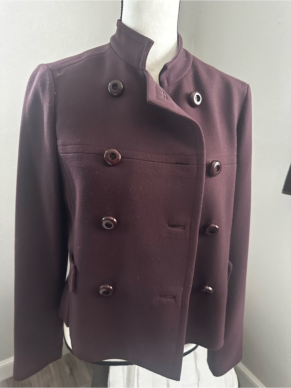 Source Unknown Women's Double-Breasted Pea Coat - Plum